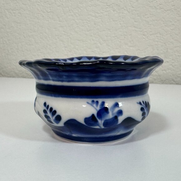 GZHEL Style Blue/White Ceramic Mini Bowl Handmade Russian Decor 3" x 1.75" EUC - Picture 3 of 12